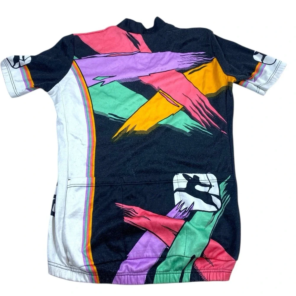 VINTAGE 90s Giordana‎ Klein Cycling Jersey Blue Orange 1/4 Zip Mens SMALL Retro